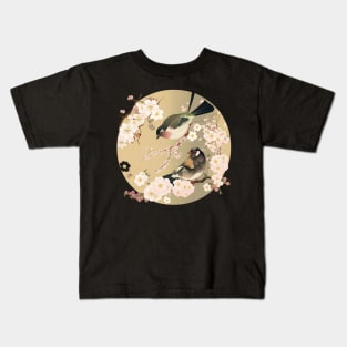 Retro Japanese Birds  Japanese Floral Art  Old Japan Birds Kids T-Shirt